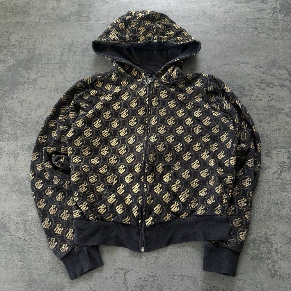 Vintage Rocawear Hoodie Womens M All Over Print Y2K Full Zip Baggy Streetwear